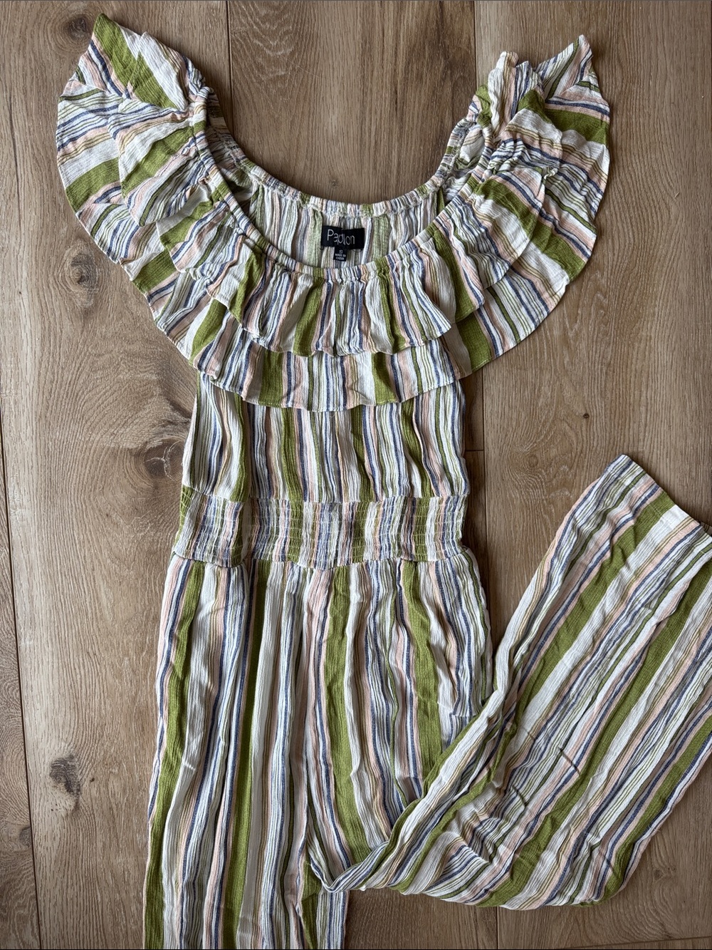 Papillon Striped Off-Shoulder Jumpsuit